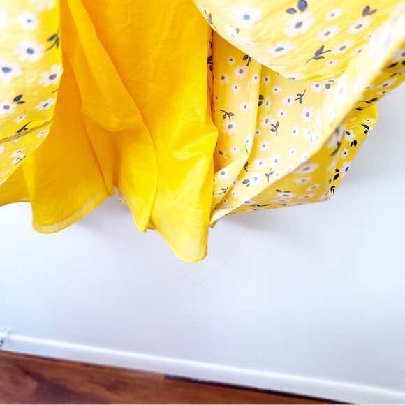 Kate Spade Fleurette Toss Voile Smocked Dress Yellow Floral Summer XS - Picture 12 of 13